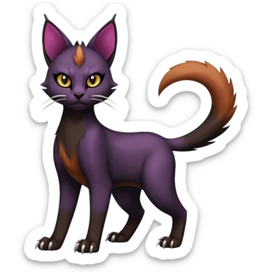 Black edgy Noibat-Purloin-Torracat-Caracal-cat-Fakemon full-body sticker