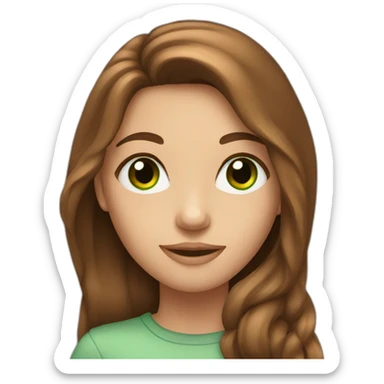 Girl with long brown hair and green eyes sticker