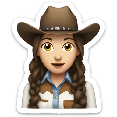 brunette girl, white skin cowgirl sticker