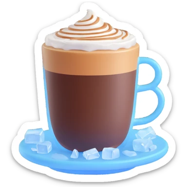 a cup of coffee with a layer of ice on top, looking cold and refreshing sticker