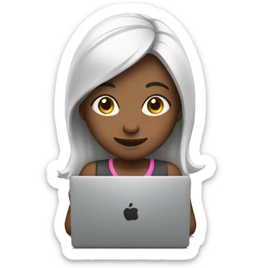 Girl work on laptop sticker