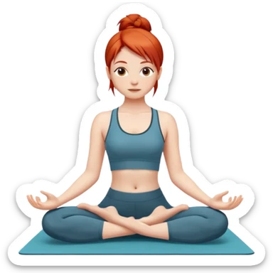 Una chica con pelo rojo liso haciendo yoga  sticker