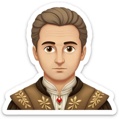 Cinematic Realistic Marko Marulić Portrait Emoji, depicted as a celebrated Croatian writer with a reflective expression and period clothing, rendered with rich textures and warm literary lighting that captures his historical influence. sticker