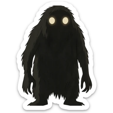 mysterious shadowy monster with glowing eyes sticker
