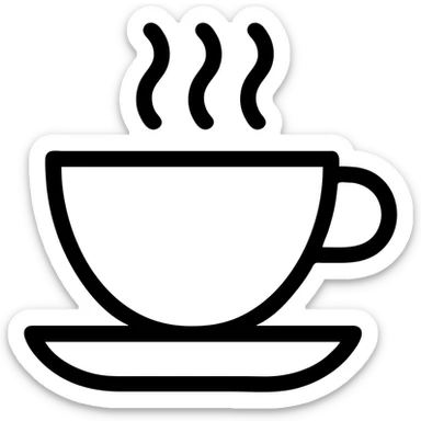 cup of coffee, simple icon style, clean lines, minimal details, suitable for app icon sticker