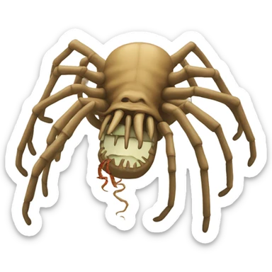 an emoji attacked by a facehugger sticker