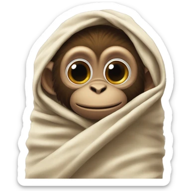 monkey wrapped in blanket ￼ sticker