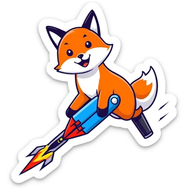 Mean and Evil Fox launching rockets and missiles    sticker
