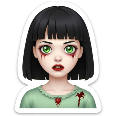 uma zombie de cabelo preto e franja sticker