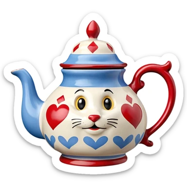 Isolated, detailed illustration of the most incredibly realisti, disney's Alice in wonderland's vintage tea pot
figurine imaginable, toy style. sticker