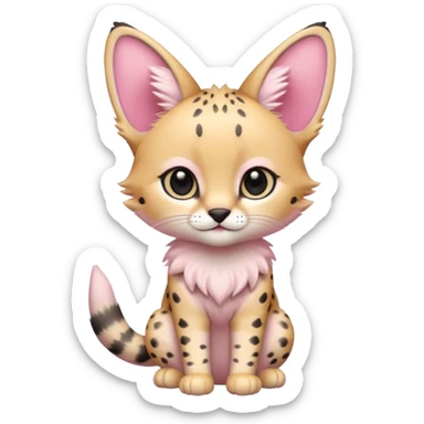 Whitish pastel-rosy-pink chibi cute elegant furry kawaii Serval sticker