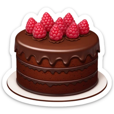 chocolate cake with raspberries on top sticker