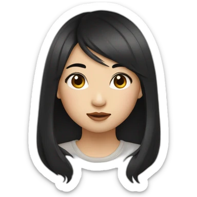 asian girl，blackhair，eyes like a cat，and a mole under eyebrows sticker
