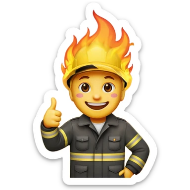 Emoji giving thumbs up while building is burning behind him sticker