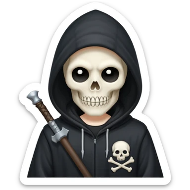 A cute Grim Reaper with a hoodie sticker
