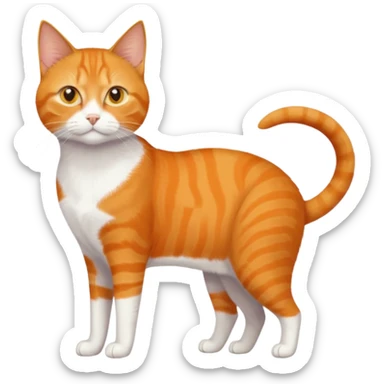full body orange domestic shorthair slim cat with yellow/orange eyes with a white triangle on his nose sticker