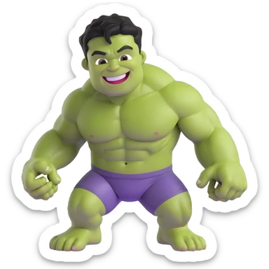 cute friendly hulk superhero smiling for children sticker
