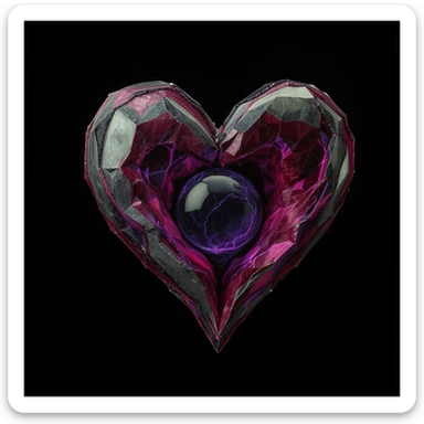 gothic heart with a dark crystal orb, professional photography style sticker