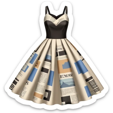 newspaper-print silk dress sticker