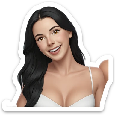smiling girl in white dress sticker