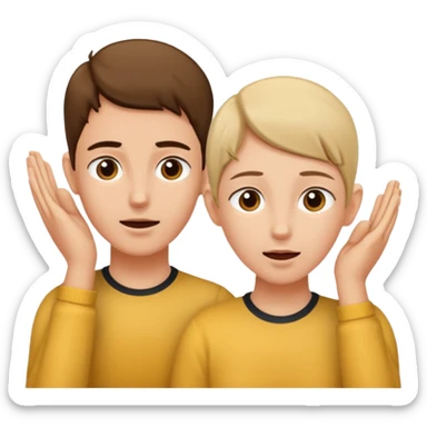 two people cupping their ears to hear a sound sticker