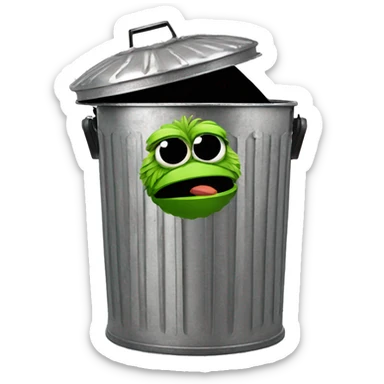 oscar the grouch inside metal trash can sticker