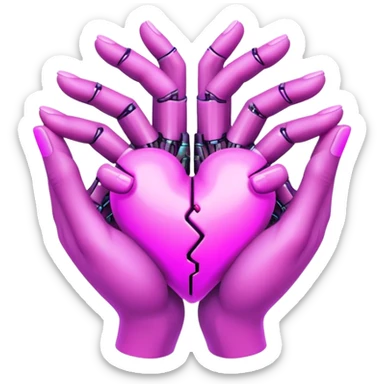 Neon cyberpunk style 
heart made of  hands sticker