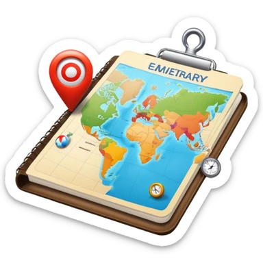 travel itinerary with map and checklist, no text sticker