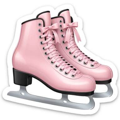 two pastel pink ice skates with bows sticker