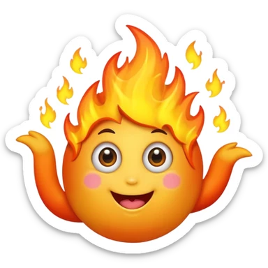 A bubble head cute fire with face a big cute eyes sticker