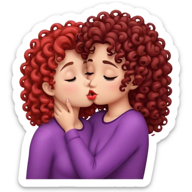 Curly girl kissing sticker