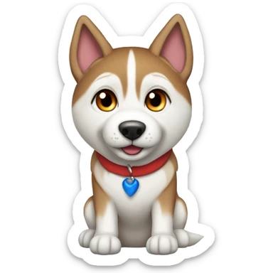 Red Siberian Husky with blue eyes Christmas full body sticker