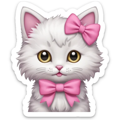 un gatito con un moño rosa sticker