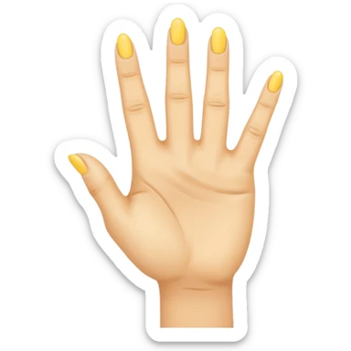 A yellow hand with index and middle finger up pointing on its side sticker