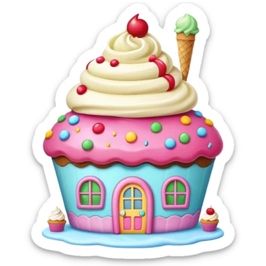 hous for cupcake with icecream sticker