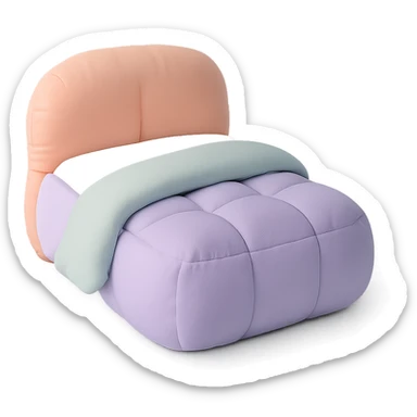 soft cushion style illustration of a bed, pastel colors sticker