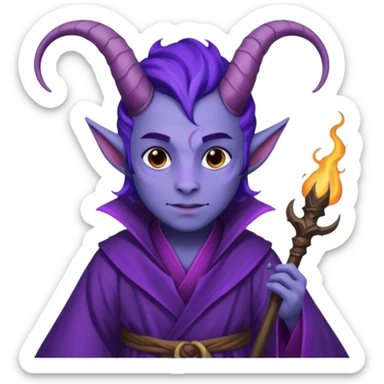wizard thiefling with purple skin sticker