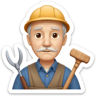 old master carpenter portrait, head and shoulders only, vintage clothing collar, wooden tool handle visible, wise expression, timeless craftsman vibe, 3D cartoon, mobile game icon style, clean background, no text, no watermark
 sticker