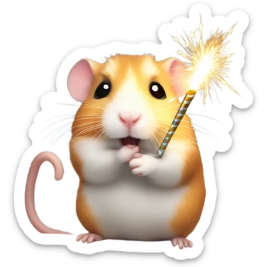 Christmas hamster with sparkler sticker