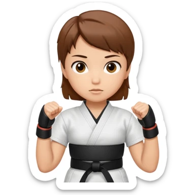 karate girl with black belt and brown short hair sticker