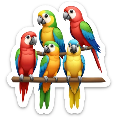 A family of four parrots  sticker