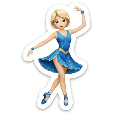blue jazz style dance costume on blonde sticker