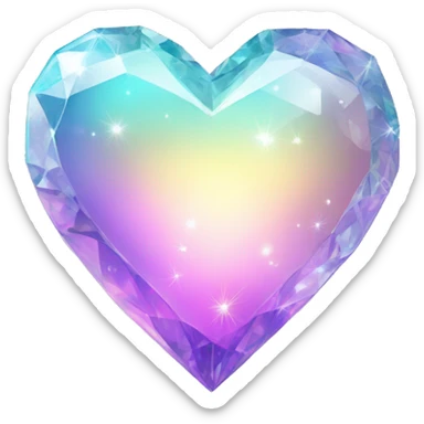 Sparkly glossy Pastel iridescent glass crystal heart sticker