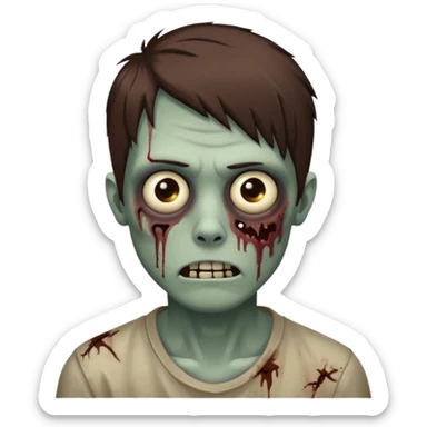 zombie, emo guy, with dark circles under his eyes and brown hair sticker