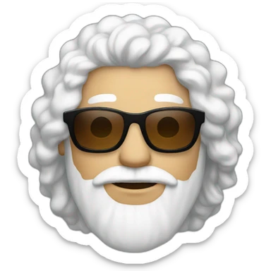 A men with white curly hair and brown sunglasses  sticker