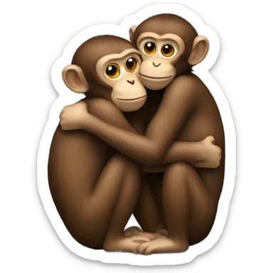 Two monkeys hugging  sticker