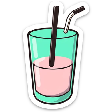 silhouette of a glass with a straw covered by a question mark sticker