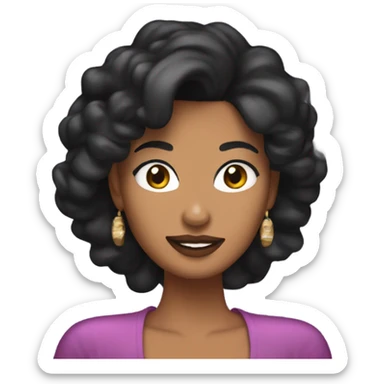 Tanned woman with black hair dressed in 1990s r&b hair, makeup, and attire  sticker