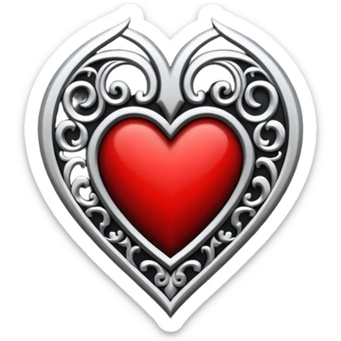Can you make a heart with a gothic design, I want black and blood red colors . I want the letter I in the middle of the heart sticker