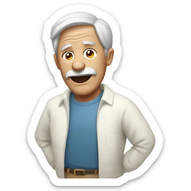 back pain old man sticker